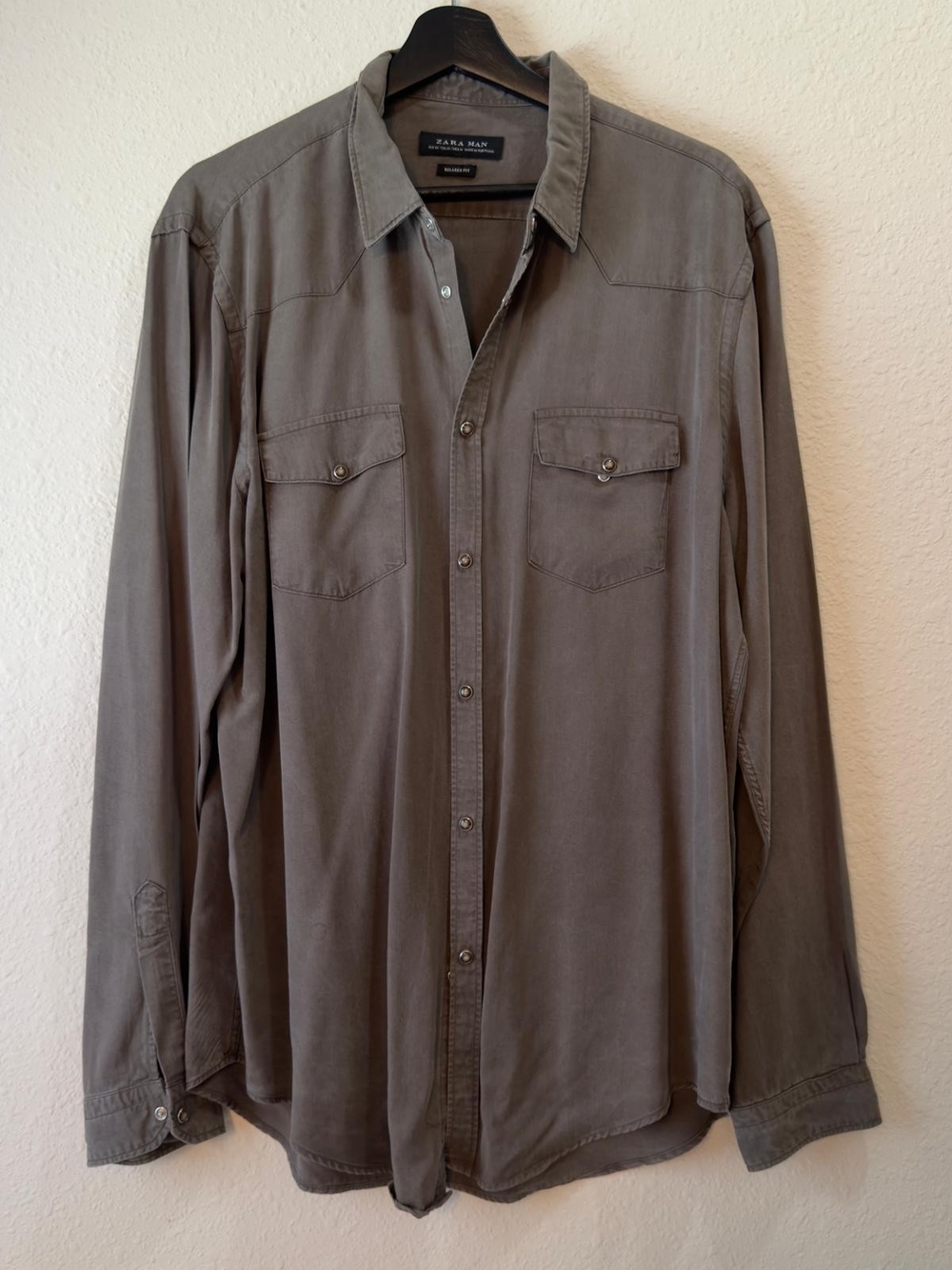 Zara Man Relaxed Fit Button-Up Shirt — Brown